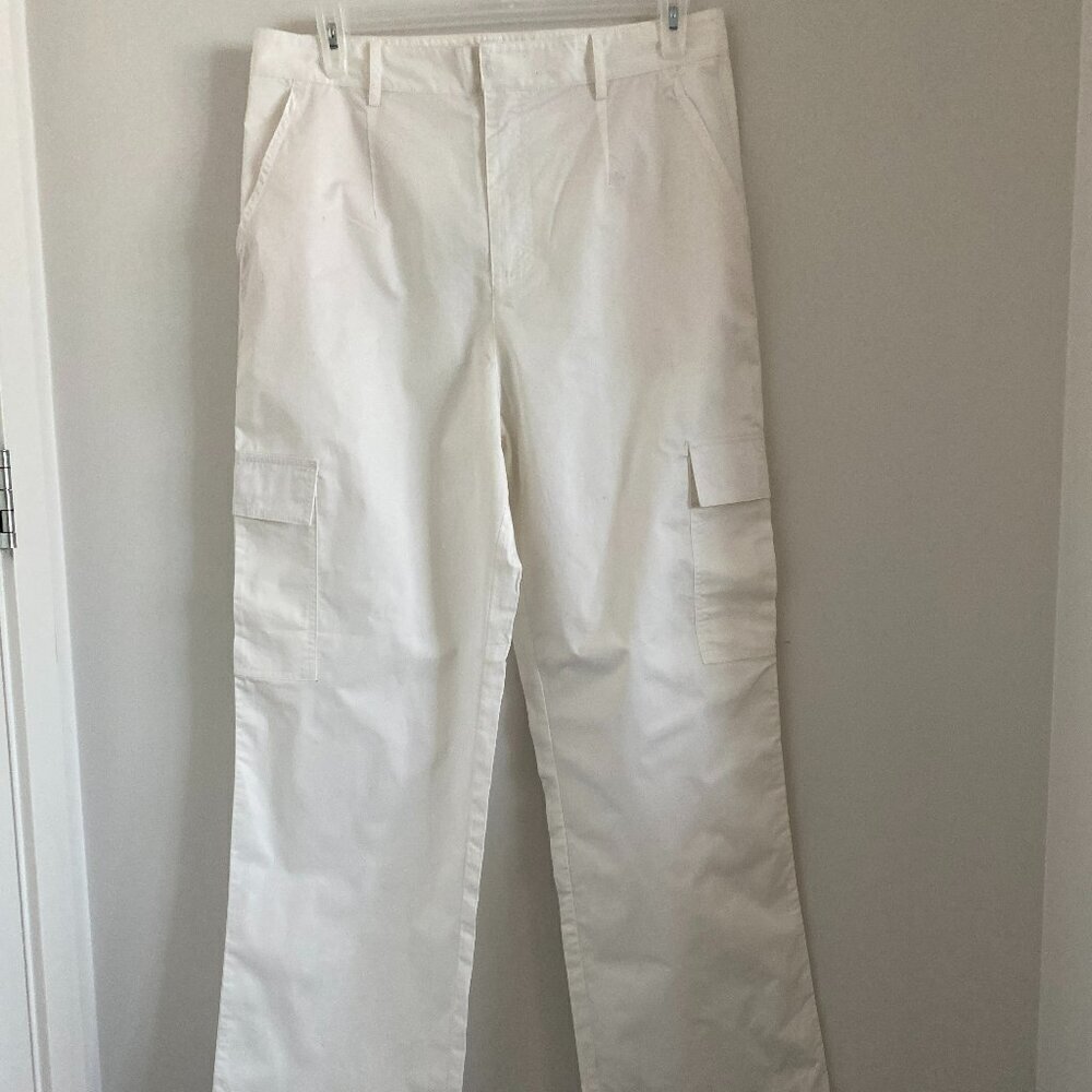 ZARA WOMEN HIGH RISE WIDE CARGO PANTS COTTON BLEND SIZE XL